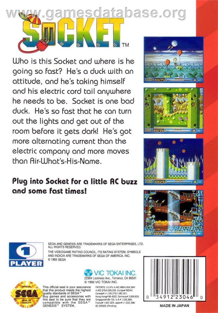 Socket - Sega Genesis - Artwork - Box Back